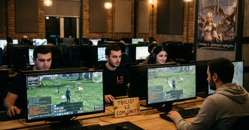 people playing lineage2 in cafe