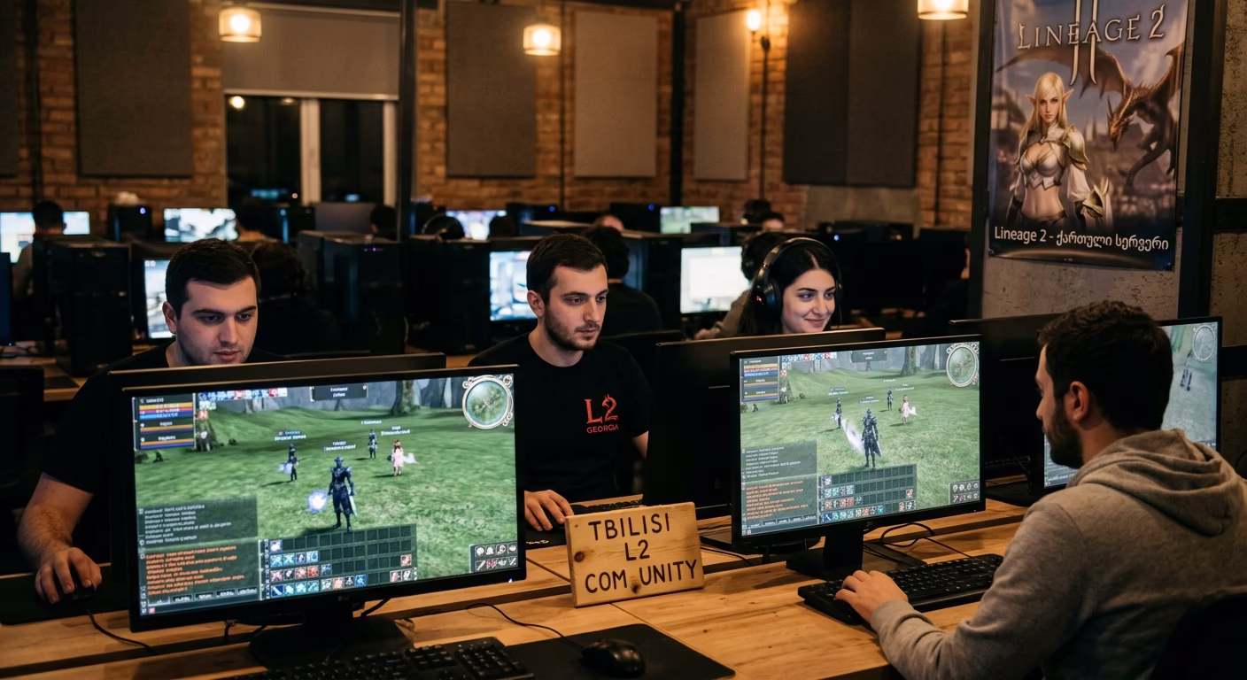 people playing lineage2 in cafe
