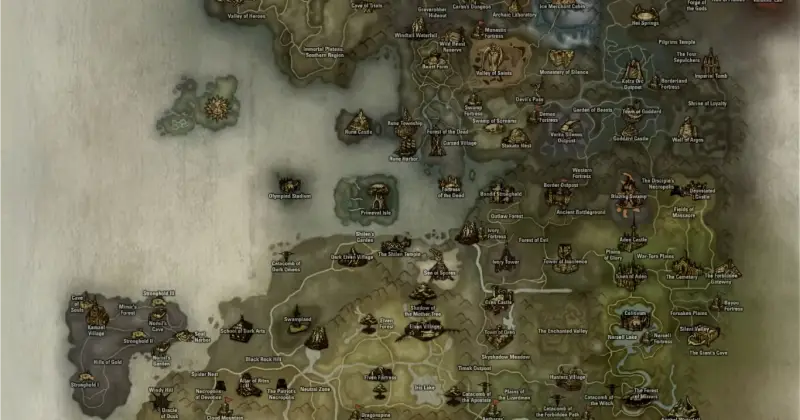 lineage 2 map with cities and zones