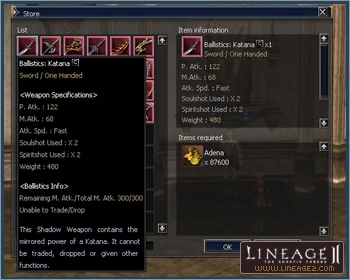shadow weapons menu
